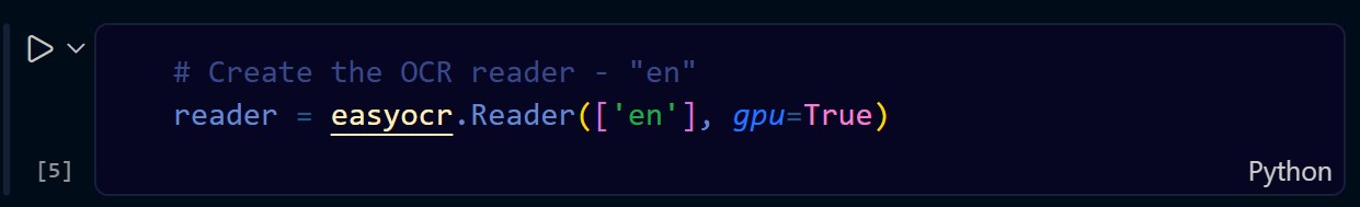 EasyOCR Reader Initialization
