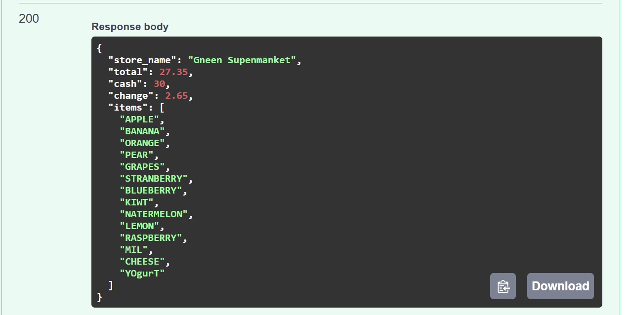 Structured Receipt JSON Output