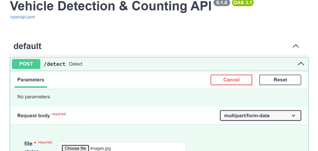 API Response JSON Vehicle Counts